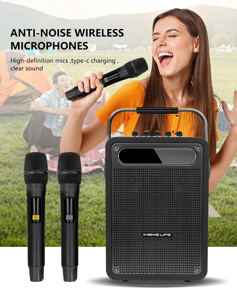 Ihomelife Light Wireless Mic K - Karaoke Machine Portable With 2 Mic review and price