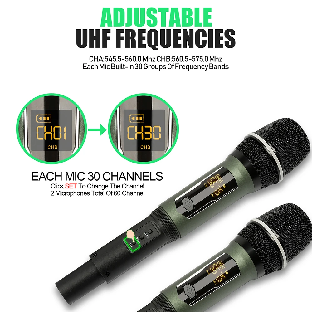 Dual Handheld Dynamic Karaoke  - Uhf Wireless Microphone System Dual Channel review and price