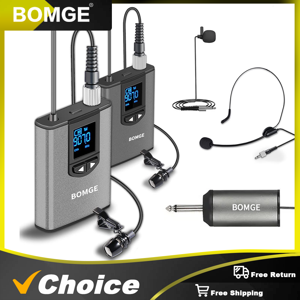 BOMGE Dual Wireless Microphone - Wireless Lavalier Microphone Dual Receiver review and price