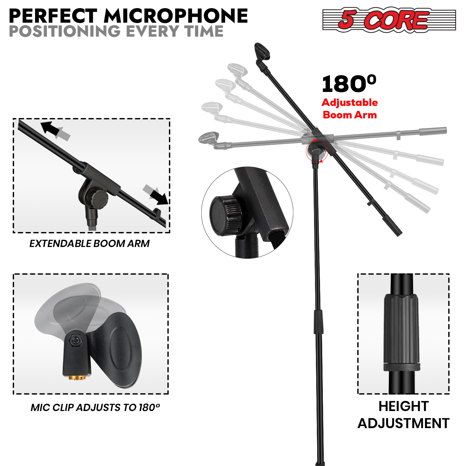 5Core Tripod Mic Stand 4Pcs Ad - Microphone Stand Boom Arm Floor review and price