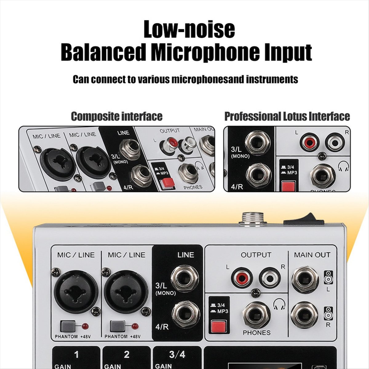 DTC5 4 Channels Audio Mixer Po - Karaoke Amplifier Mixer Bluetooth review and price