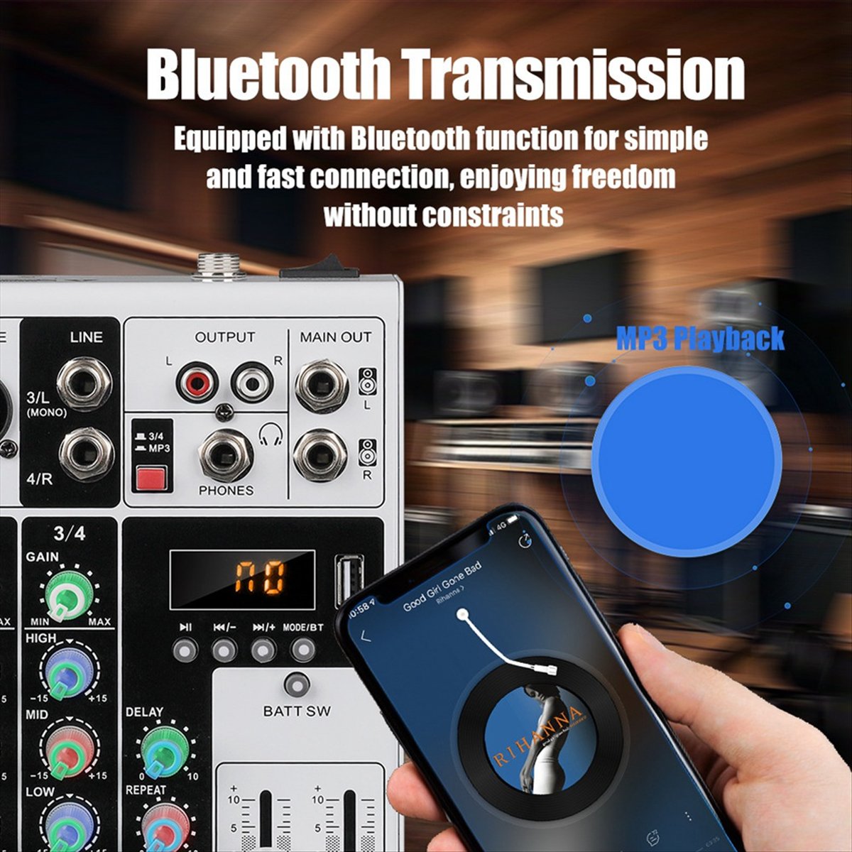 DTC5 4 Channels Audio Mixer Po - Karaoke Amplifier Mixer Bluetooth review and price
