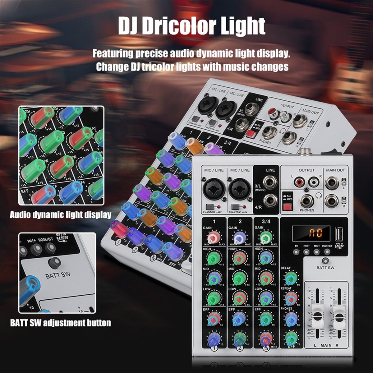 DTC5 4 Channels Audio Mixer Po - Karaoke Amplifier Mixer Bluetooth review and price