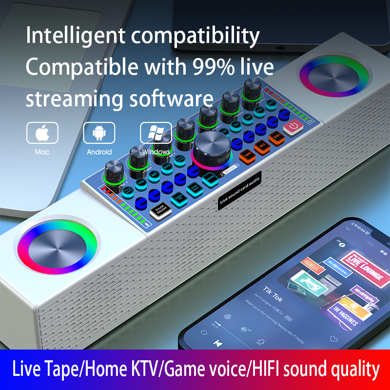 SY8 Live Broadcast Sound Card  - Karaoke Machine Portable With 2 Mic review and price