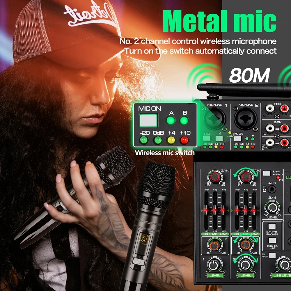 DGNOG 4 Channel Audio Mixer US - Karaoke Amplifier Mixer Bluetooth review and price