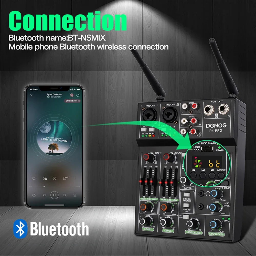 DGNOG 4 Channel Audio Mixer US - Karaoke Amplifier Mixer Bluetooth review and price