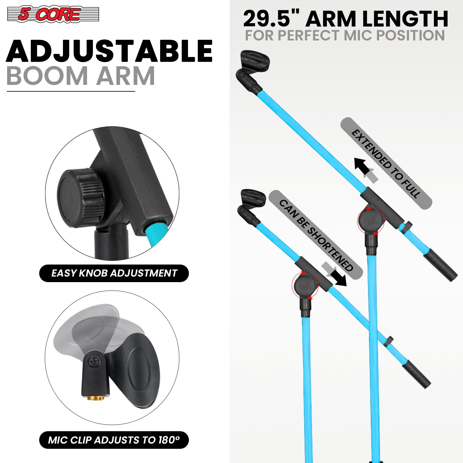 5 Core Tripod Mic Stand Adjust - Microphone Stand Boom Arm Floor review and price