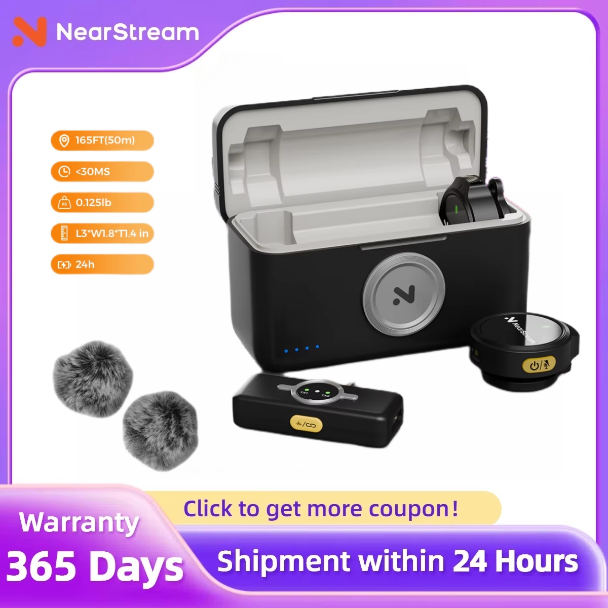 NearStream AWM25T Magnetic Wir - Wireless Lavalier Microphone Dual Receiver review and price