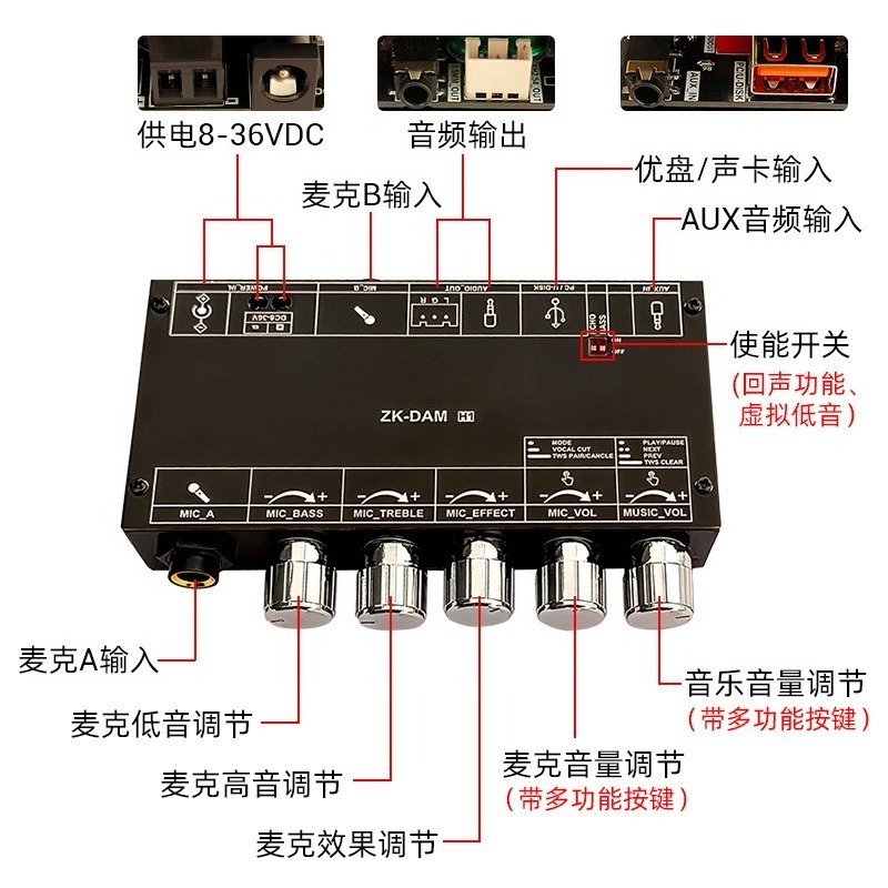 DAM H1 Karaoke Audio Pre‑ampli - Karaoke Amplifier Mixer Bluetooth review and price