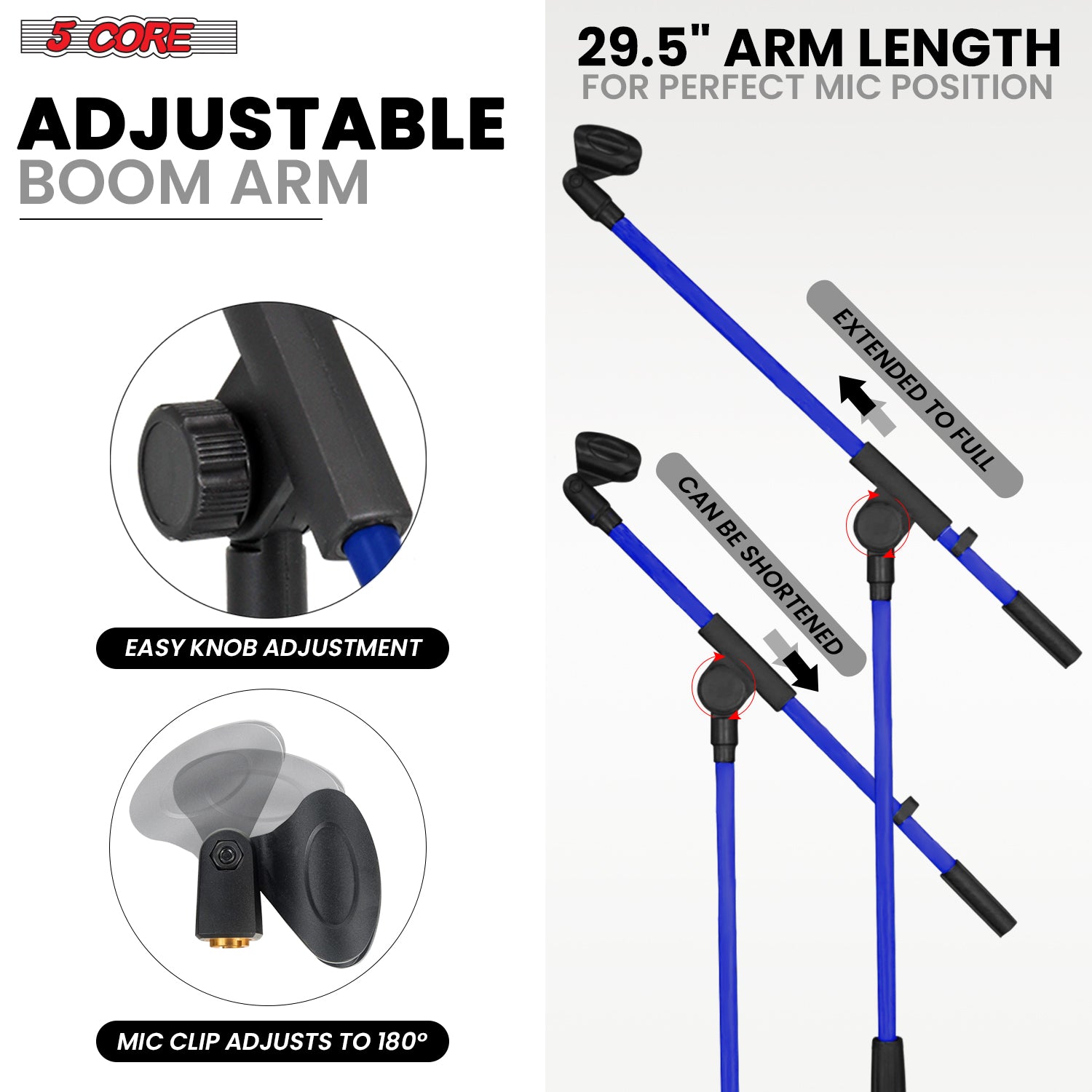 5 Core Tripod Mic Stand Adjust - Microphone Stand Boom Arm Floor review and price